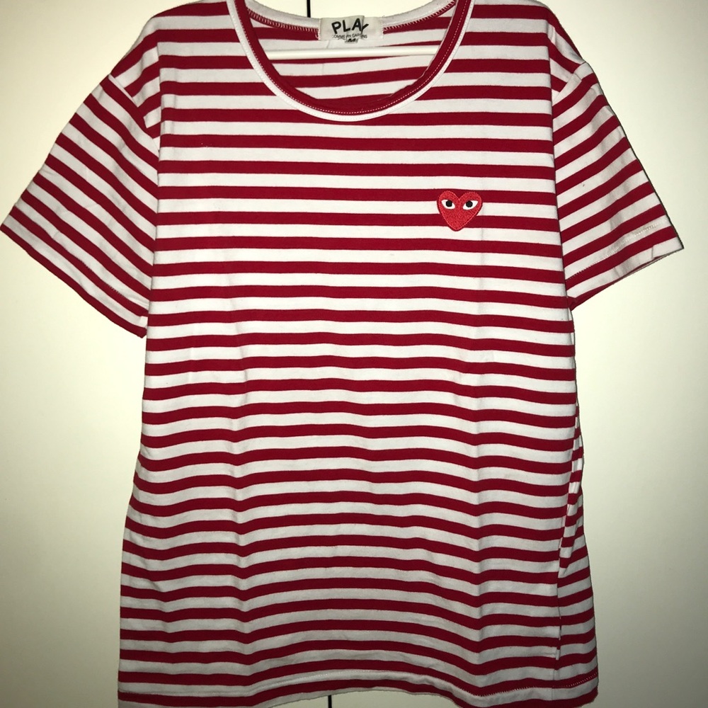 CDG Play Red Striped Tee Medium